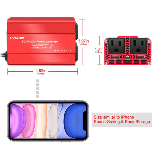 Red 500w-1500w Low Power Inverter for RV Camping